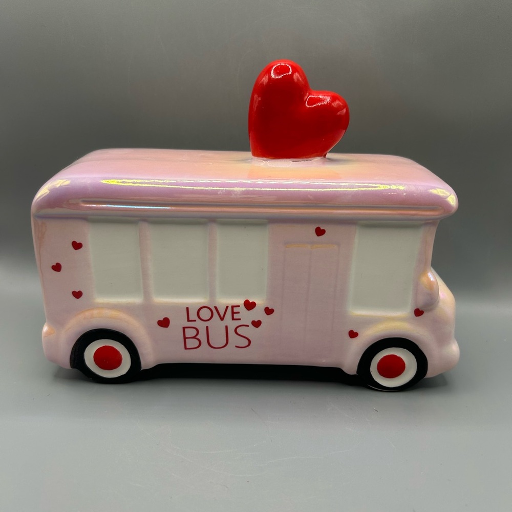 Target 2025 Spritz Valentine Heart Ceramic LOVE BUS Pink Iridescent Figurine NEW